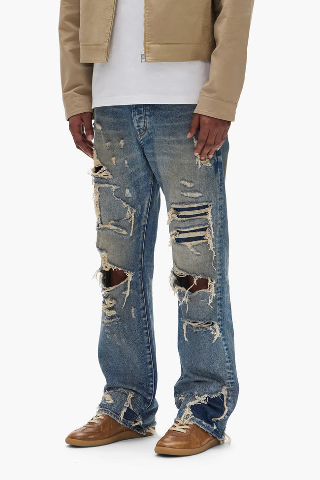 Purple Brand P011 Repair Blowout Jeans - Mid Indigo