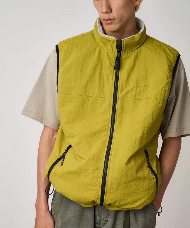 Gramicci Reversible Sherpa Vest - Natural/Chartreuse