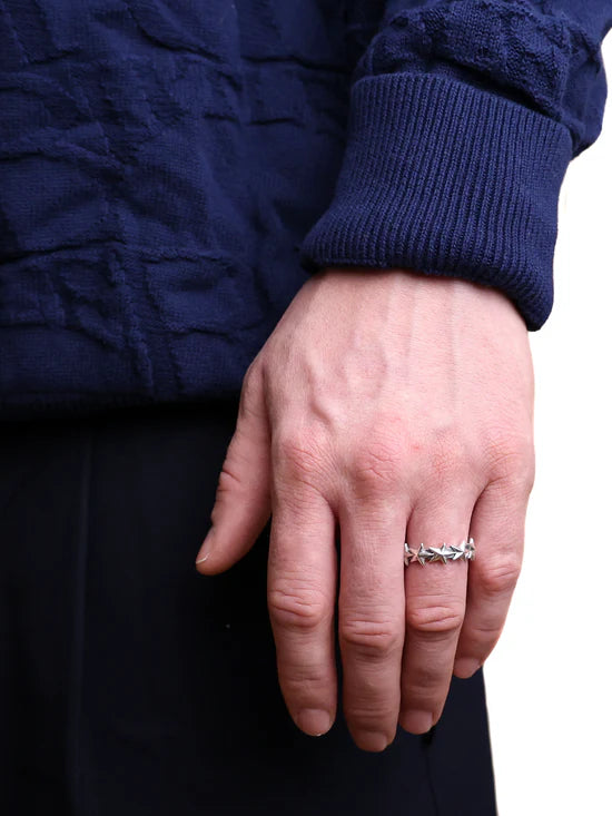 Maple Medium Star Ring - Silver