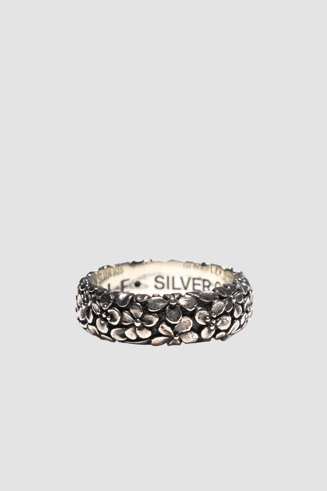 Maple Floral Band Ring - Silver