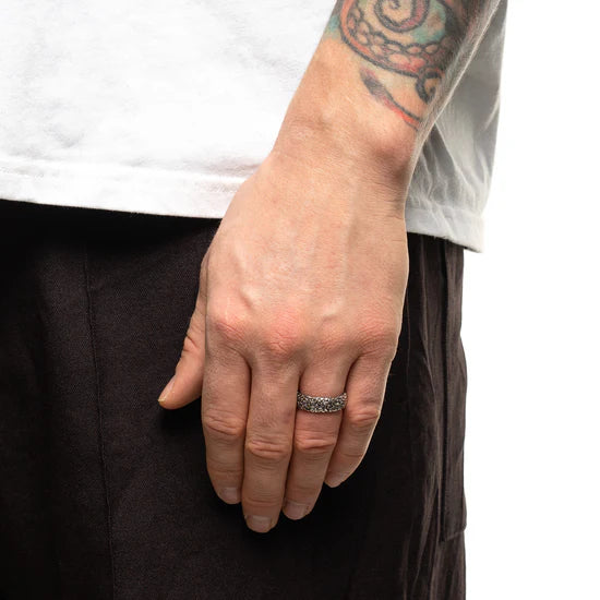 Maple Floral Band Ring - Silver