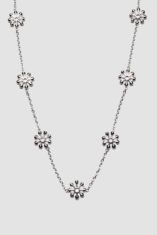 Maple Orbit Chain Necklace - Silver