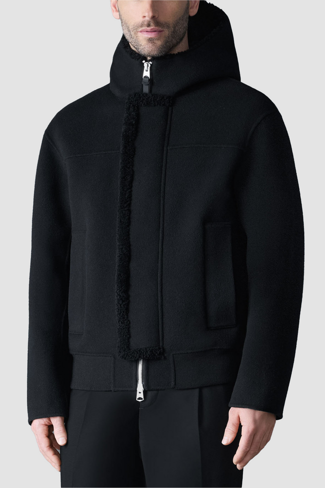 Mackage Mens Wind Jacket Jay Double-Face Wool - Black/Black