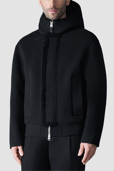 Mackage Mens Wind Jacket Jay Double-Face Wool - Black/Black - Due West