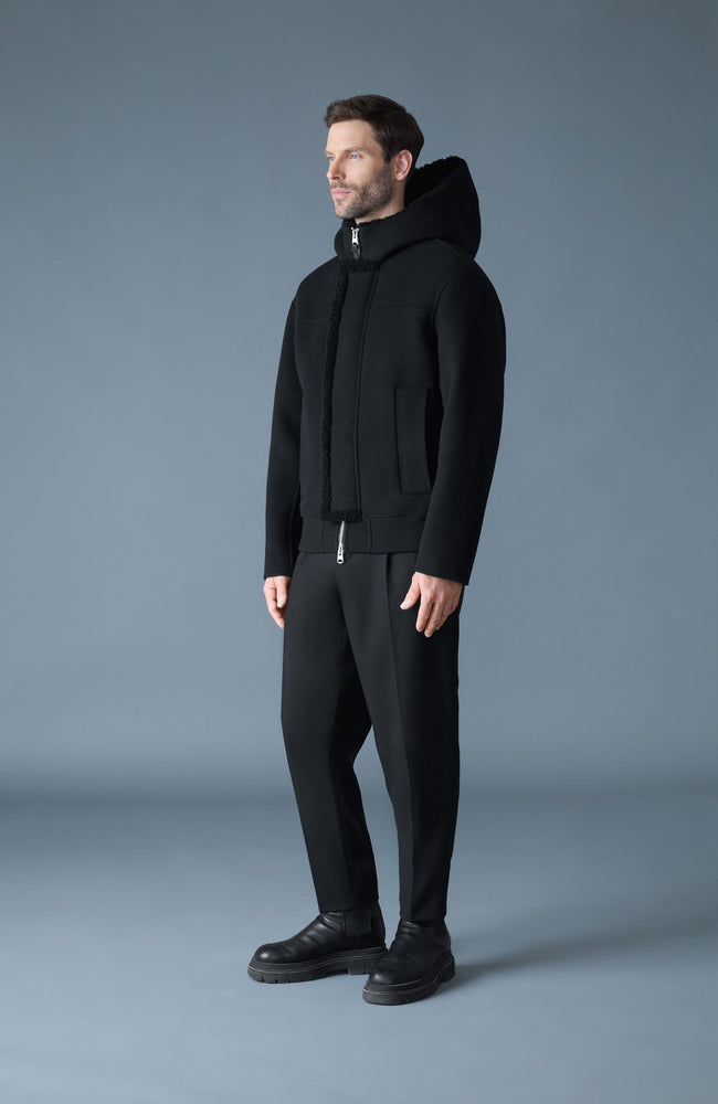 Mackage Mens Wind Jacket Jay Double-Face Wool - Black/Black