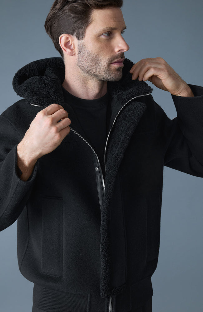 Mackage Mens Wind Jacket Jay Double-Face Wool - Black/Black