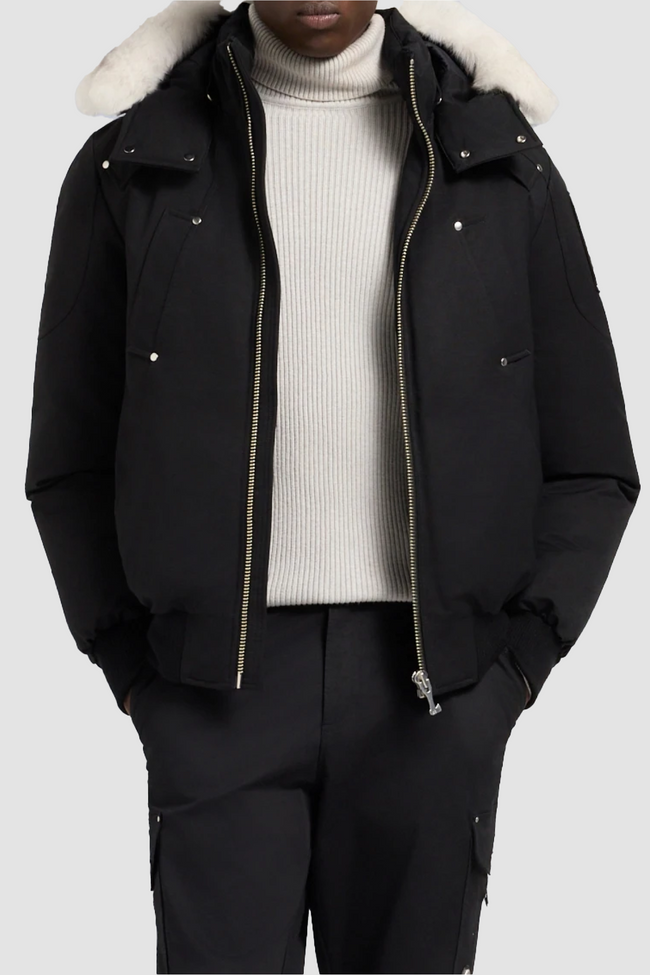 Moose Knuckles Mens Down Bomber Ballistic - Black/Natural