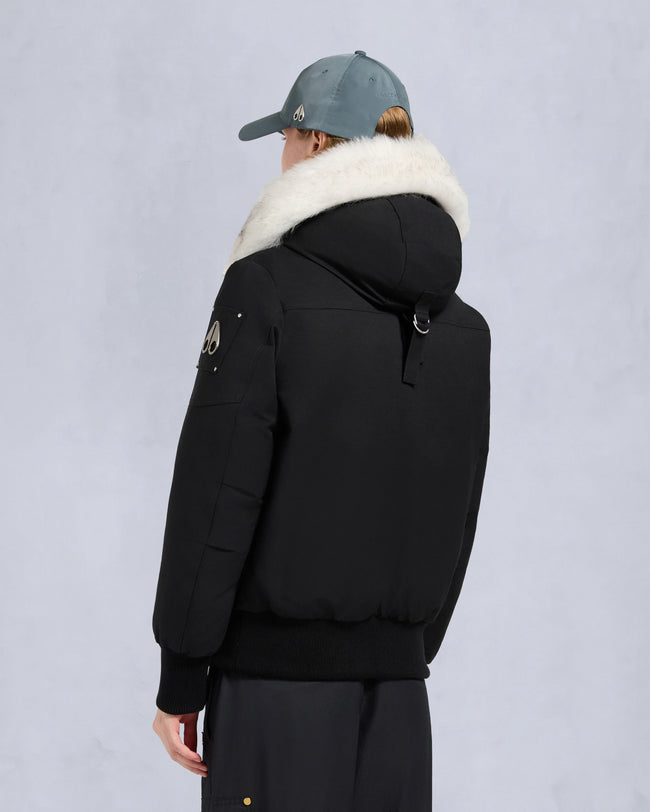 Moose Knuckles Womens Down Bomber Debbie Shearling - Black/Natural