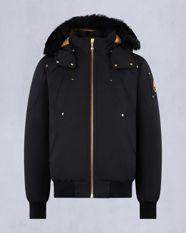 Moose Knuckles Mens Down Bomber Gold Ballistic - Black/Black