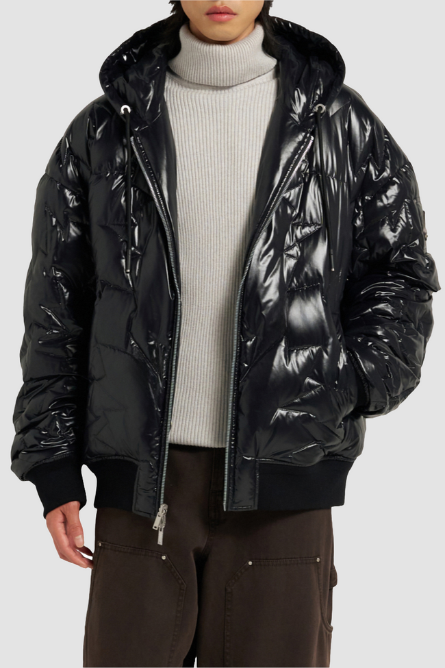 Moose Knuckles Mens Down Bomber Briar Reversible Hoodie - Black