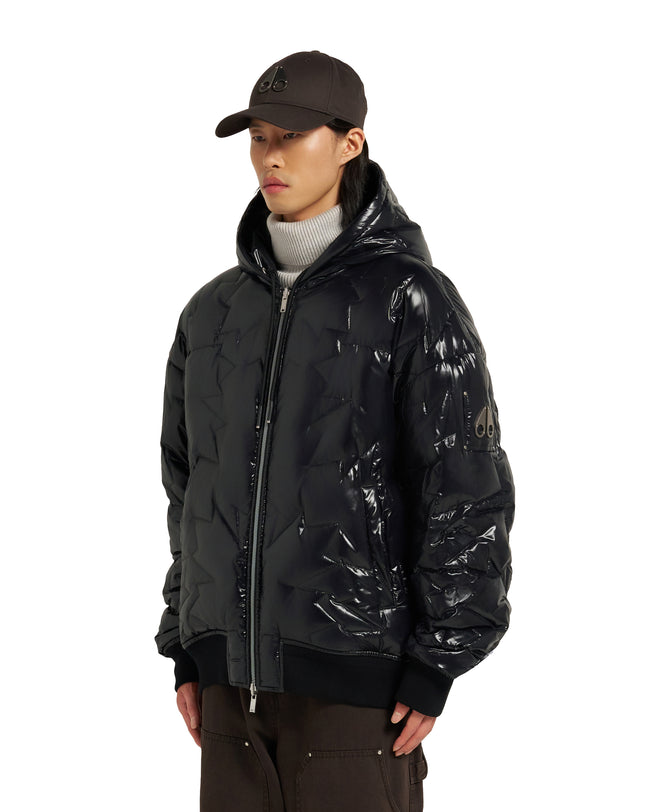 Moose Knuckles Mens Down Bomber Briar Reversible Hoodie - Black