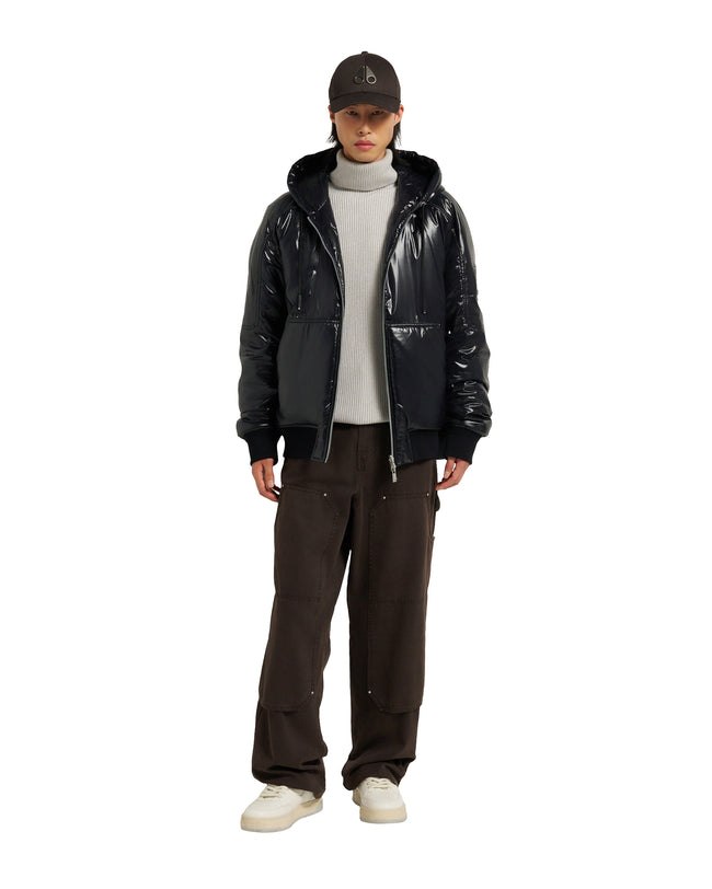 Moose Knuckles Mens Down Bomber Briar Reversible Hoodie - Black