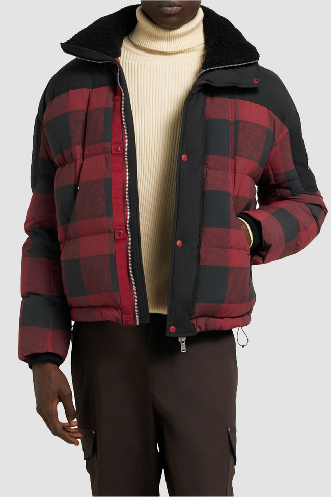 Moose Knuckles Mens Down Jacket Everest Puffer - Sumac/Plaid