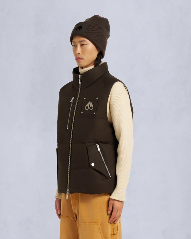 Moose Knuckles Mens Down Vest Westmount - Espresso/Alabaster