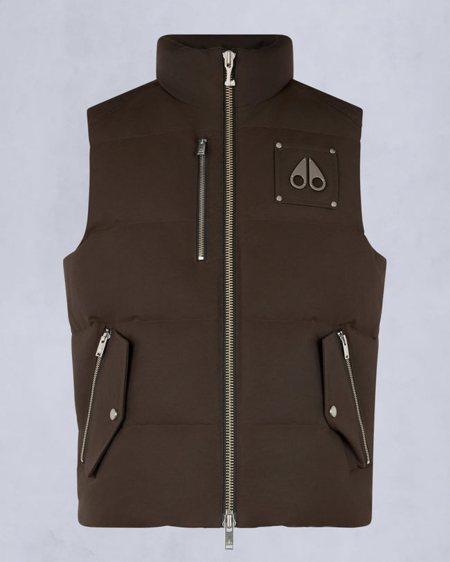 Moose Knuckles Mens Down Vest Westmount - Espresso/Alabaster