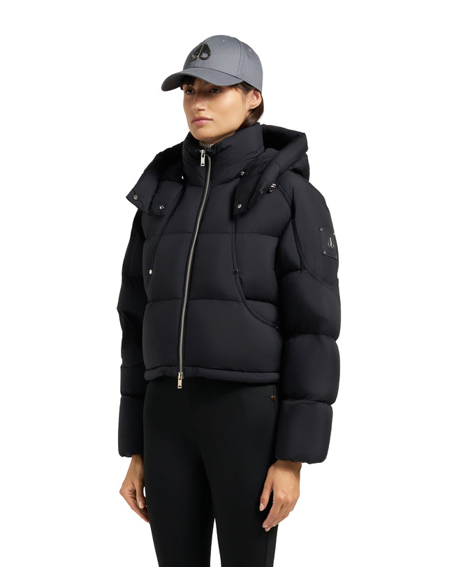 Moose Knuckles Womens Down Bomber Akai Cropped - Black