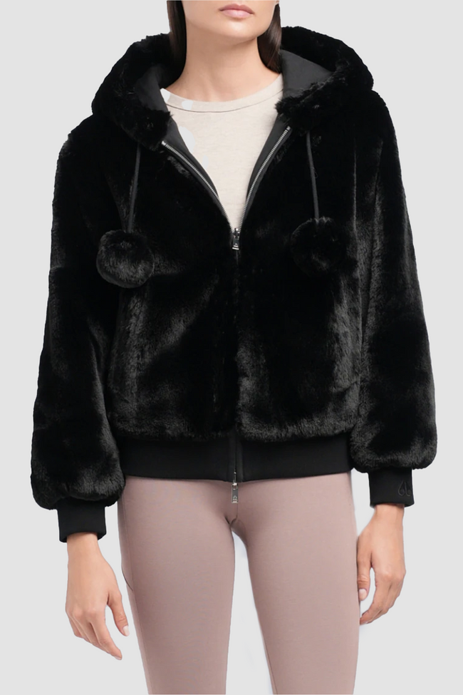 Moose Knuckles Womens Eco Jacket Mealy Reversible Bunny - Black/Black