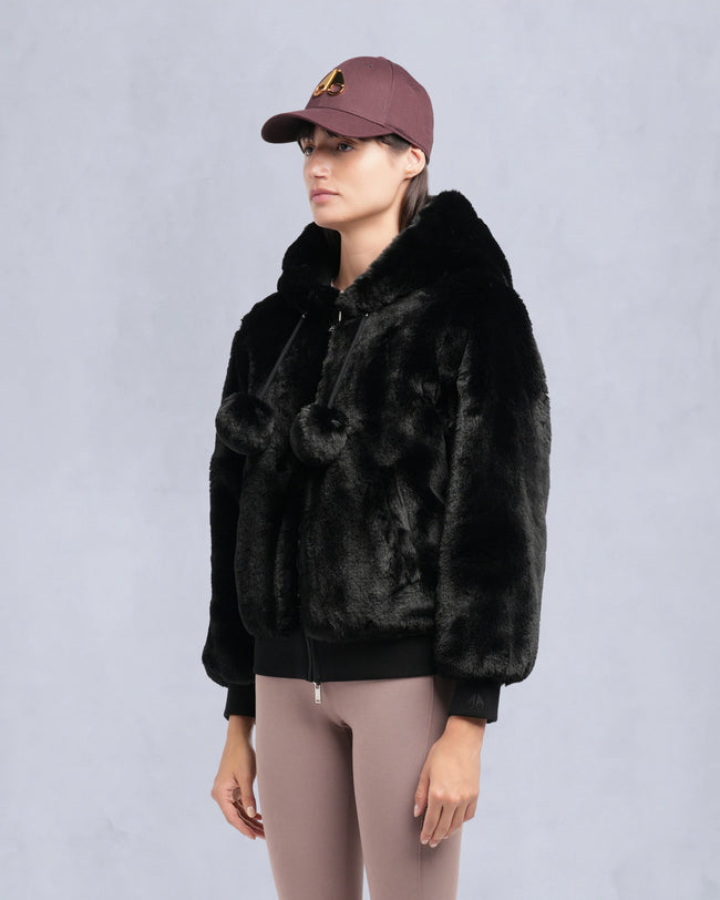 Moose Knuckles Womens Eco Jacket Mealy Reversible Bunny - Black/Black