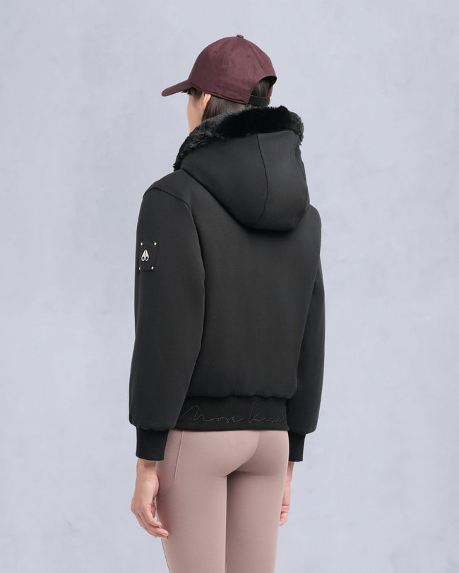 Moose Knuckles Womens Eco Jacket Mealy Reversible Bunny - Black/Black