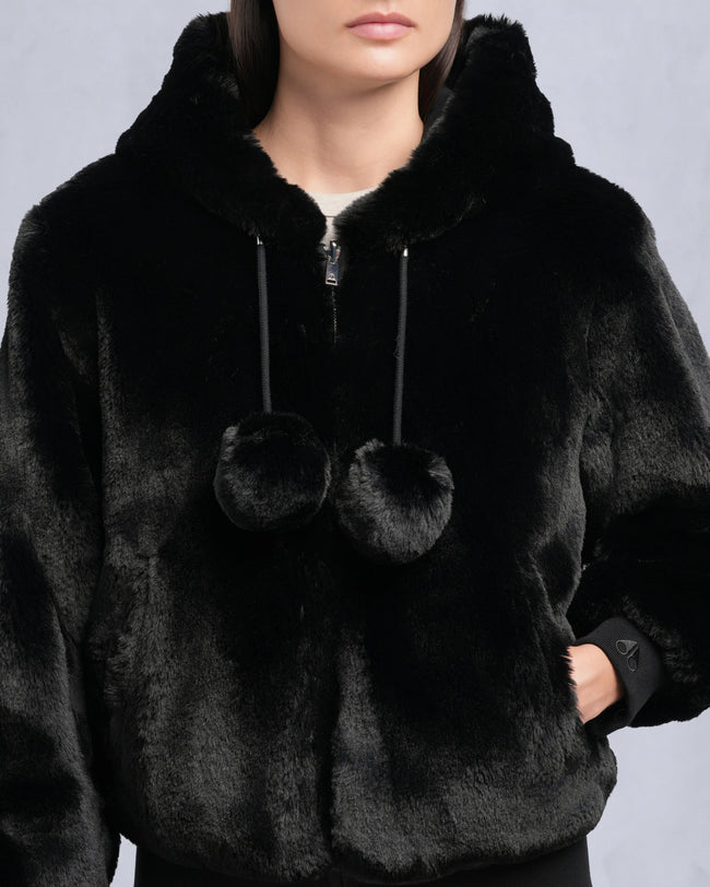 Moose Knuckles Womens Eco Jacket Mealy Reversible Bunny - Black/Black