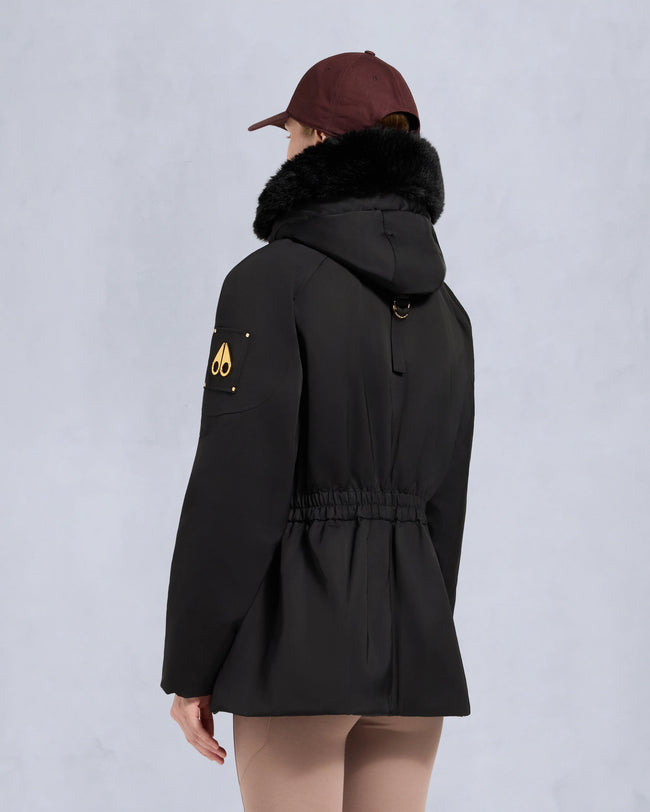Moose Knuckles Womens Down Jacket Gold Series Satin 3Q - Black/Black