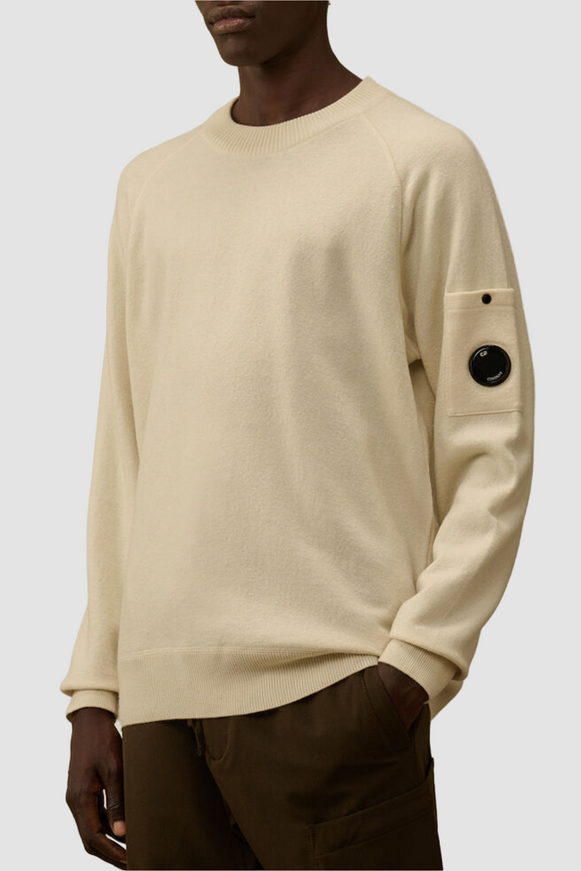 C.P. Company 198A Merino Wool Felted Sweater - White