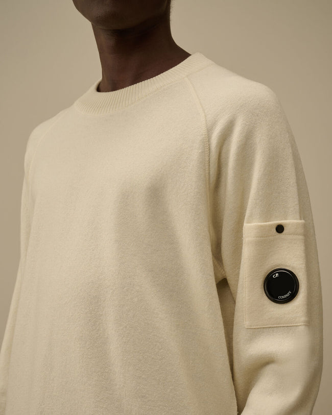 C.P. Company 198A Merino Wool Felted Sweater - White