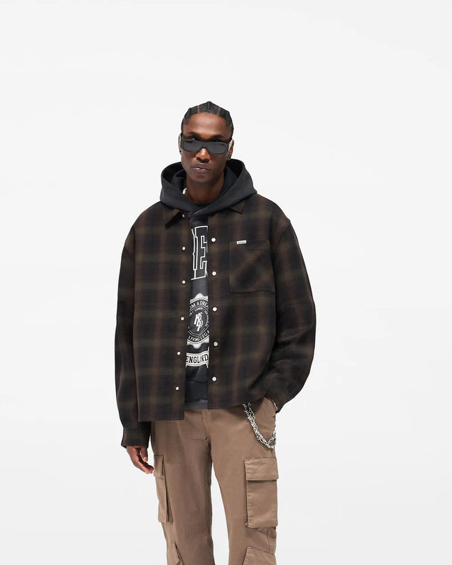 Represent Bonded Reversible Check Shirt - Nero Brown