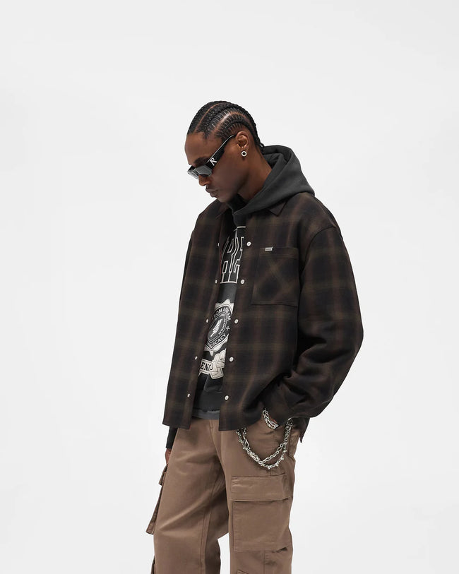 Represent Bonded Reversible Check Shirt - Nero Brown