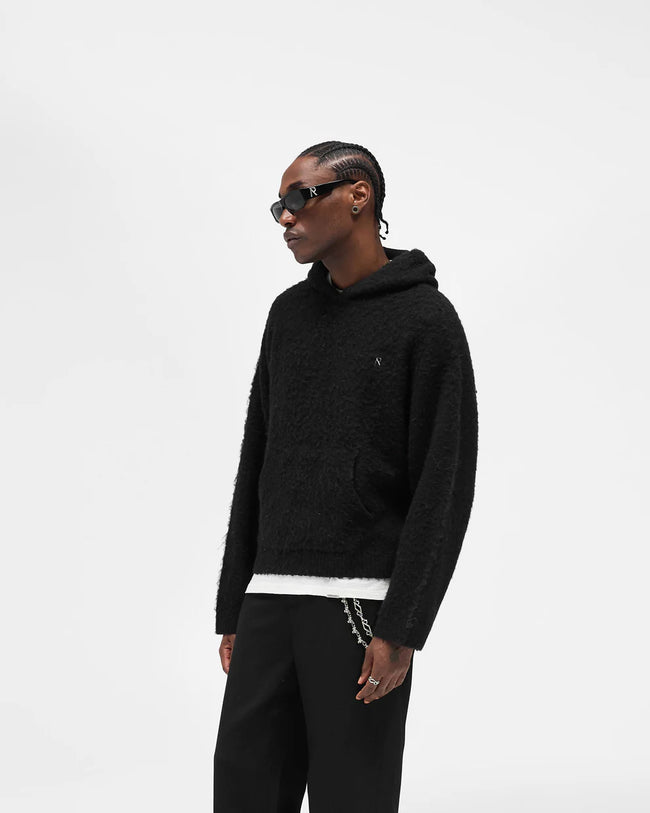 Represent Textured Borg Hoodie - Jet Black