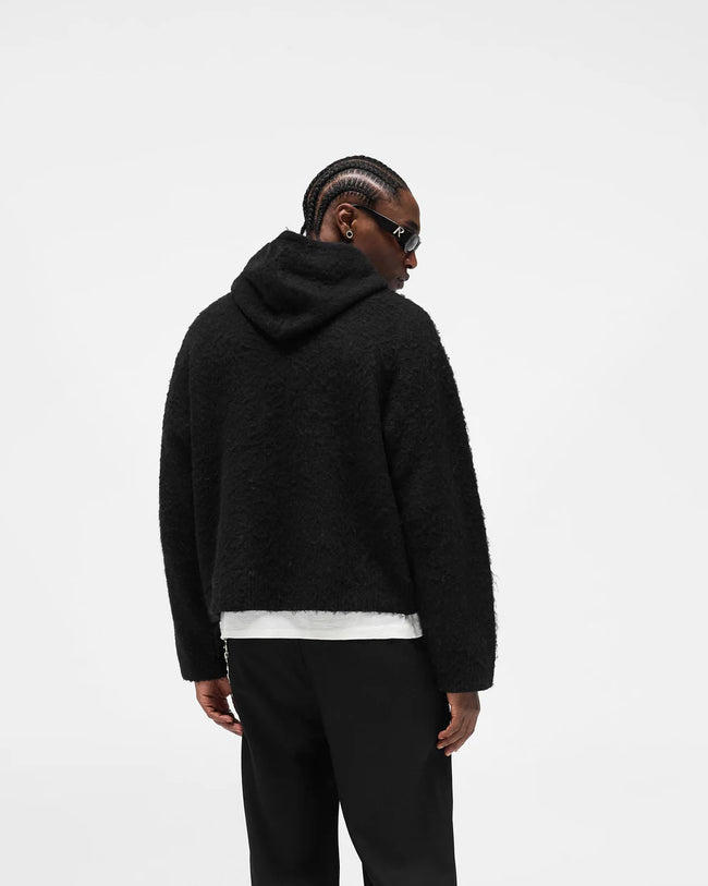 Represent Textured Borg Hoodie - Jet Black
