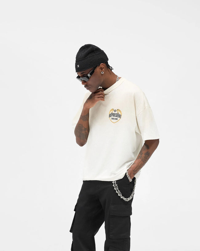 Represent Angel Border Tee - Washed Ecru