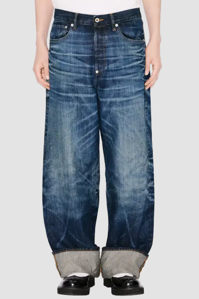 Kenzo Turn Up Wide Fit Jeans - Blue