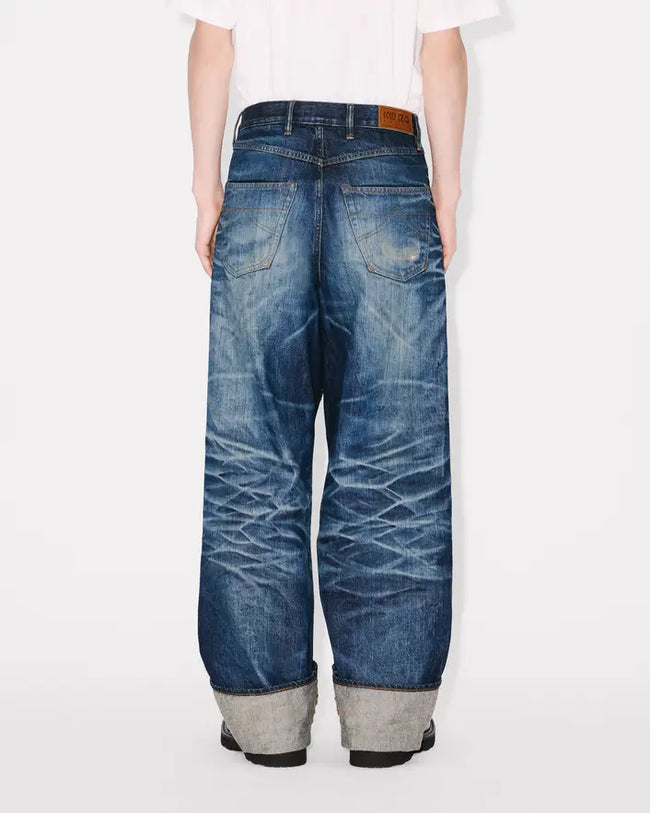 Kenzo Turn Up Wide Fit Jeans - Blue