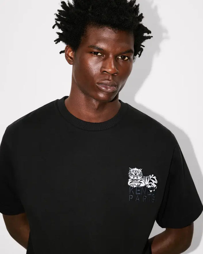 Kenzo Happy Tiger Embroidered Tee - Black