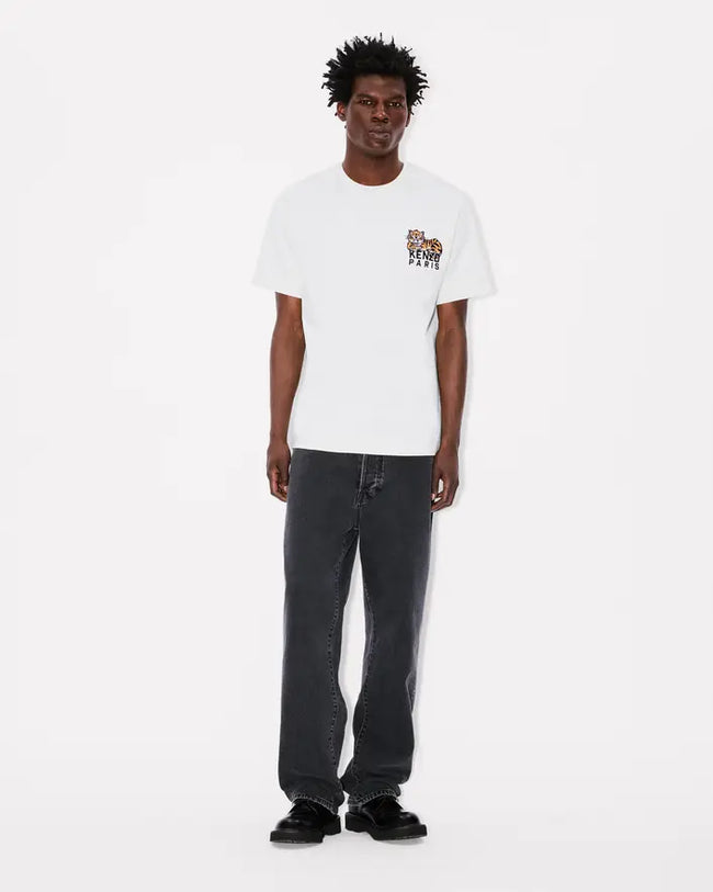 Kenzo Happy Tiger Embroidered Tee - Off White