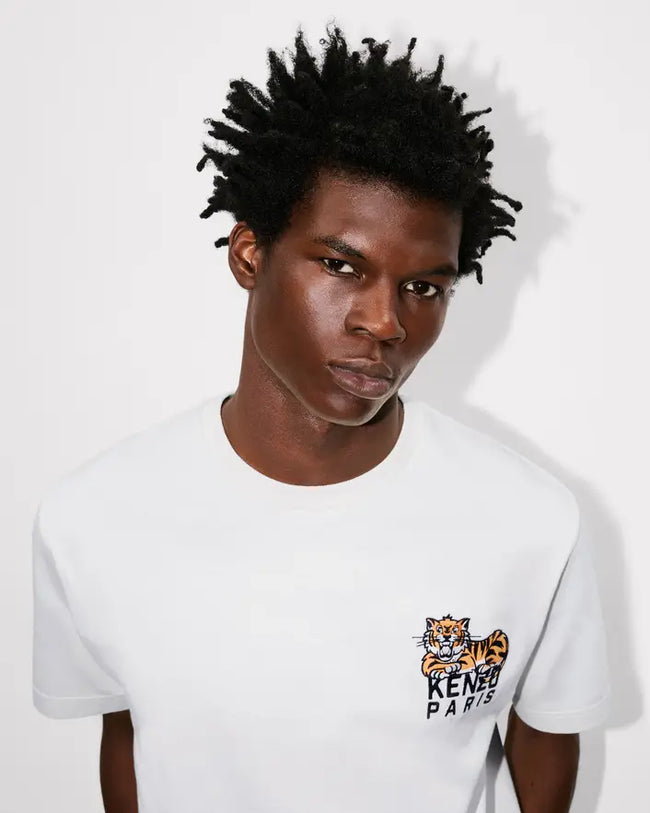 Kenzo Happy Tiger Embroidered Tee - Off White