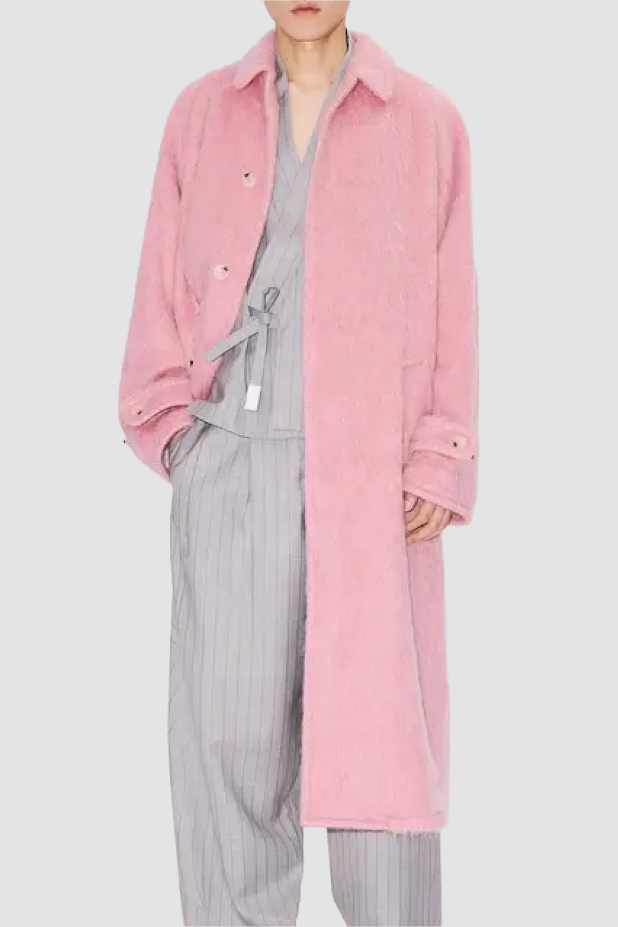 Kenzo Hairy Alpaca Mohair Coat - Rose Pink - Due West
