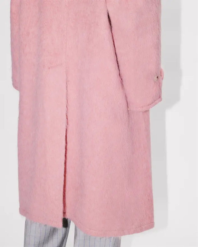 Kenzo Hairy Alpaca Mohair Coat - Rose Pink