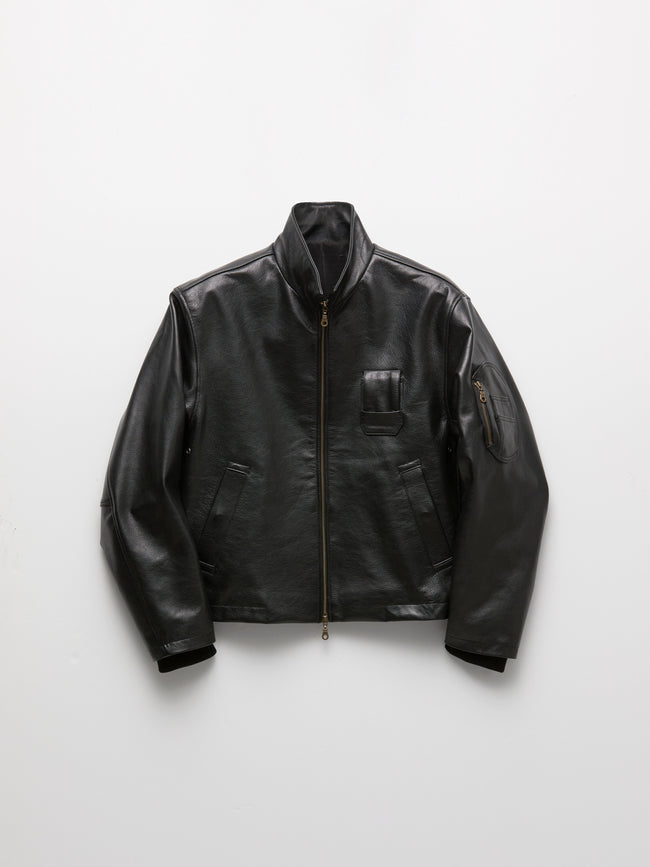 COOR Goat Skin Pilot Leather Jacket - Black