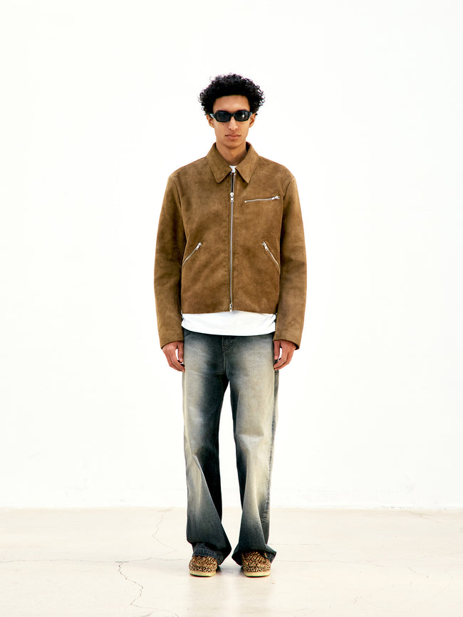 COOR Buffalo Suede Multi Zip Jacket - Camel