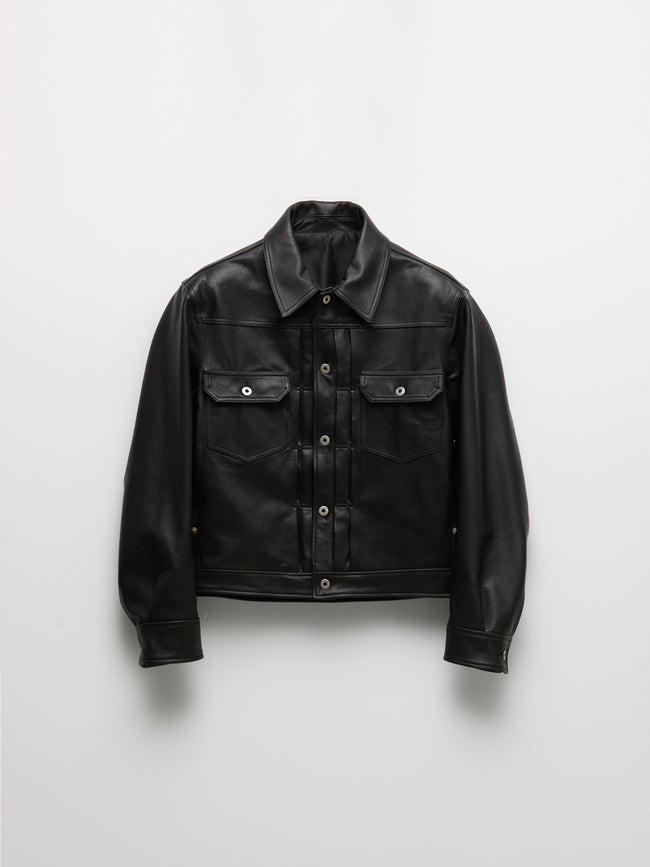 COOR Goat Skin Pocket Leather Jacket - Black