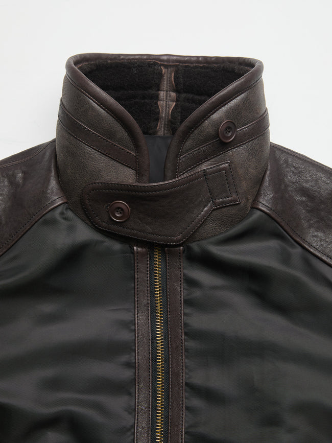 COOR High-Neck Shearling Jacket - Brown