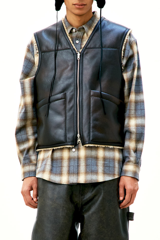 COOR Reversible Eco Shearling Vest - Brown