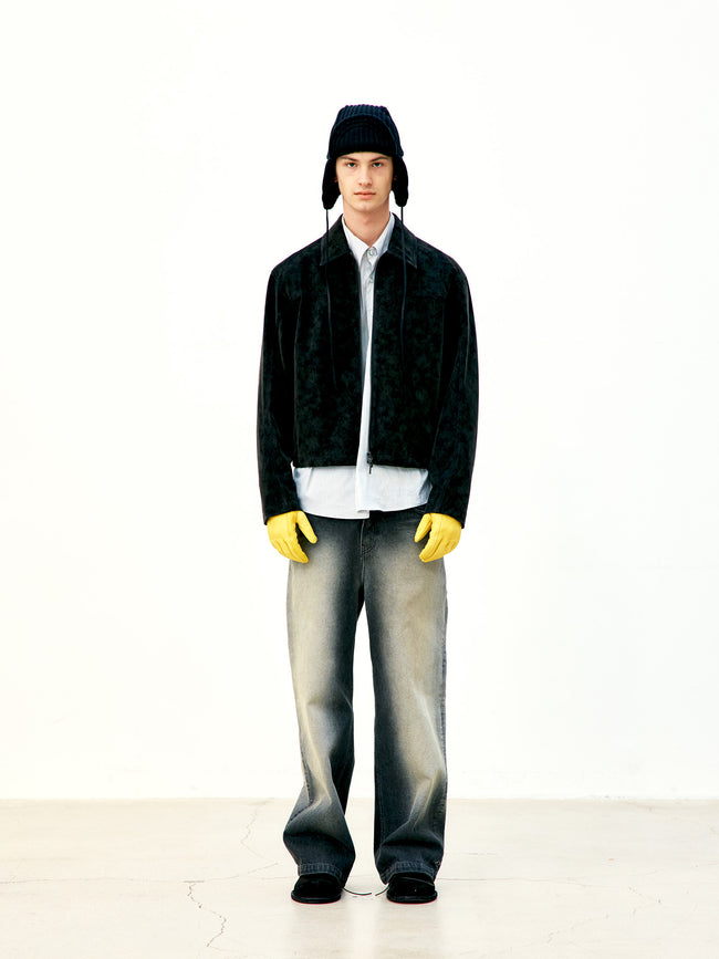 COOR Stone Brushed Semi Wide Jeans - Charcoal