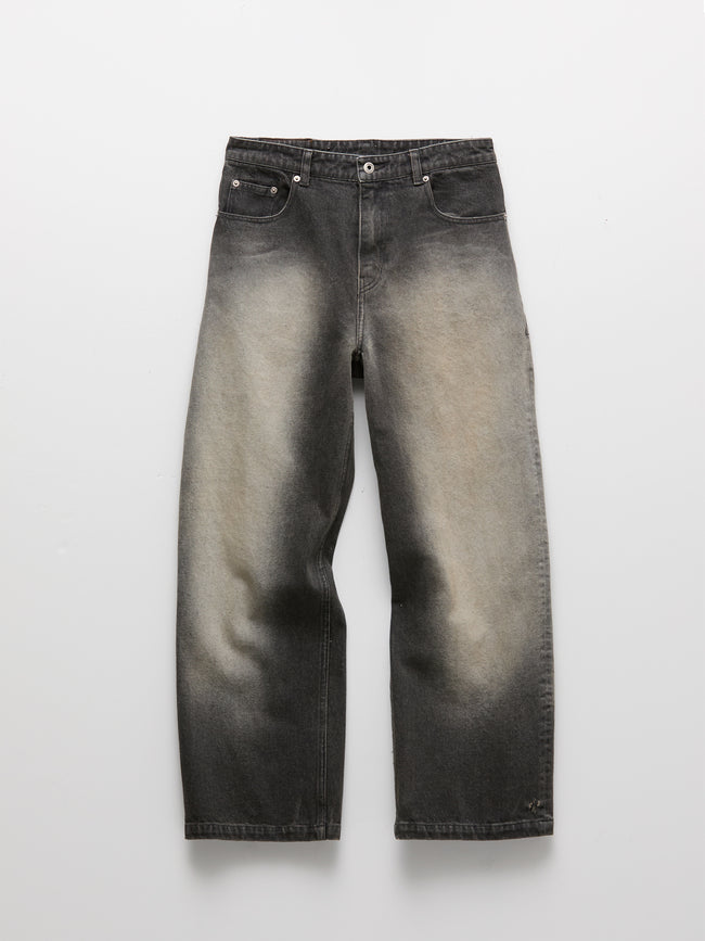 COOR Stone Brushed Semi Wide Jeans - Charcoal