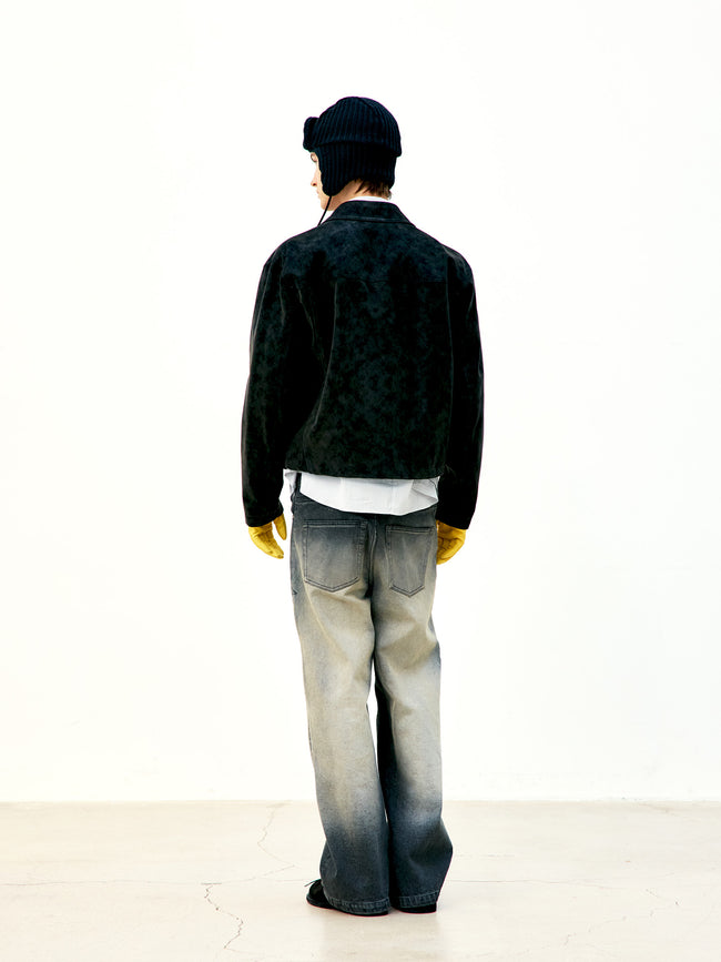 COOR Stone Brushed Semi Wide Jeans - Charcoal