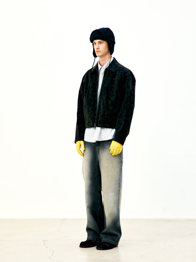 COOR Stone Brushed Semi Wide Jeans - Charcoal