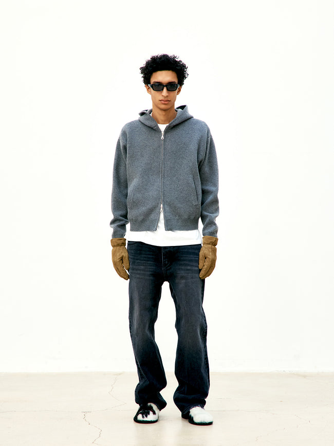COOR Double Face Wool Blend Hoodie - Charcoal