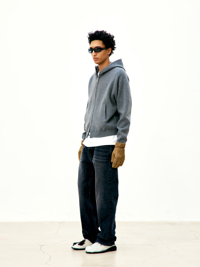 COOR Double Face Wool Blend Hoodie - Charcoal